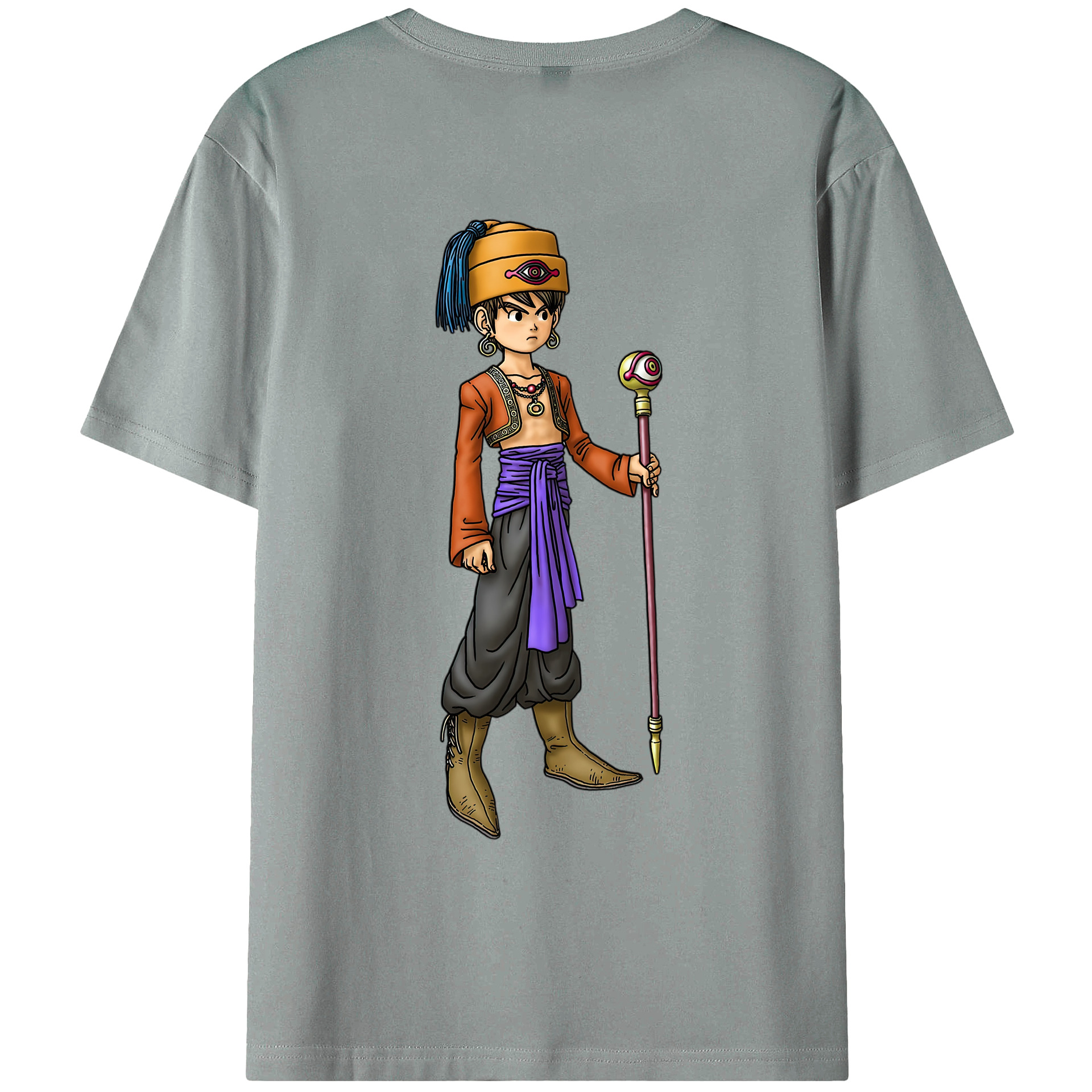（画像用） ドラゴンクエスト Doragon Kuesuto Dragon Quest 綿100％ メンズ半袖Tシャツ（バックプリント） 通気性